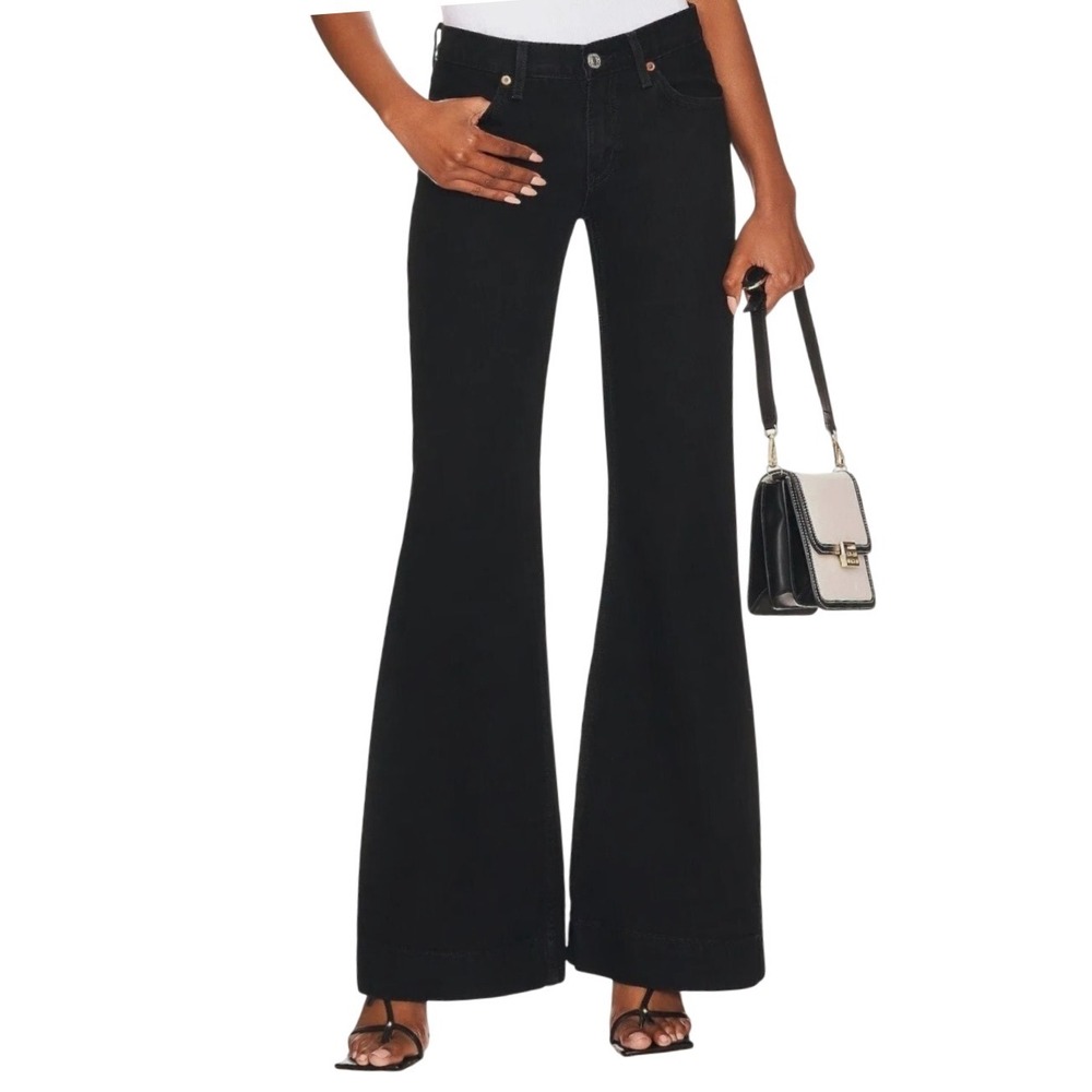 RE/DONE Corduroy Pants Women‎ 29 Washed Black Wide Leg Flare High Rise $275 msrp